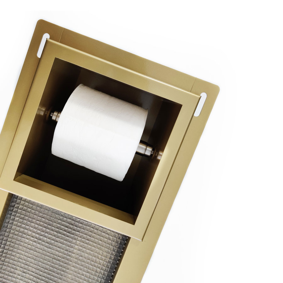 Inbouw Toiletrolhouder AQS met Reserve Rolhouder RVS Goud