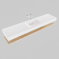 Badkamermeubel AQS Ibiza 200 cm met Washed Oak Planchet Solid Surface Wastafel Mat Wit (acht varianten)