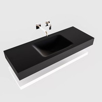 Badkamermeubel AQS Ibiza 120 cm met Mat Wit Planchet Solid Surface Wastafel Mat Zwart (acht varianten)