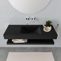 Badkamermeubel AQS Ibiza 120 cm met Planchet Solid Surface Mat Zwart (acht varianten)