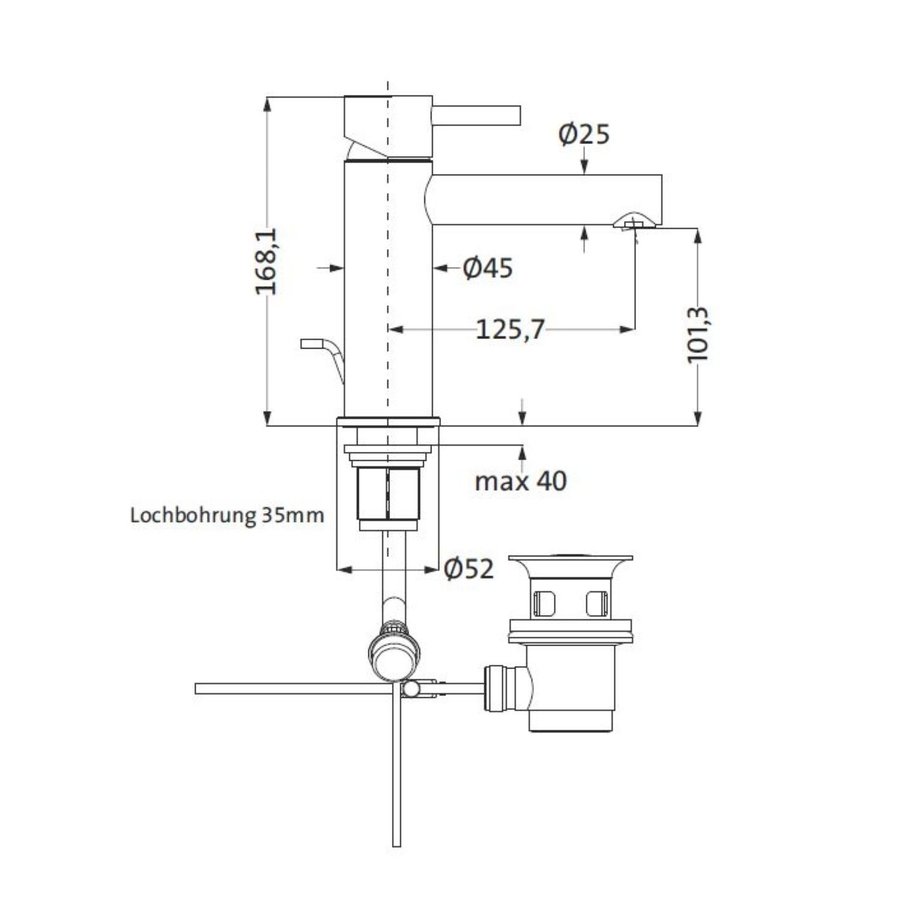 Wastafelmengkraan Herzbach Design IX PVD-Coating met 5/4'' Clickwaste Messing Goud