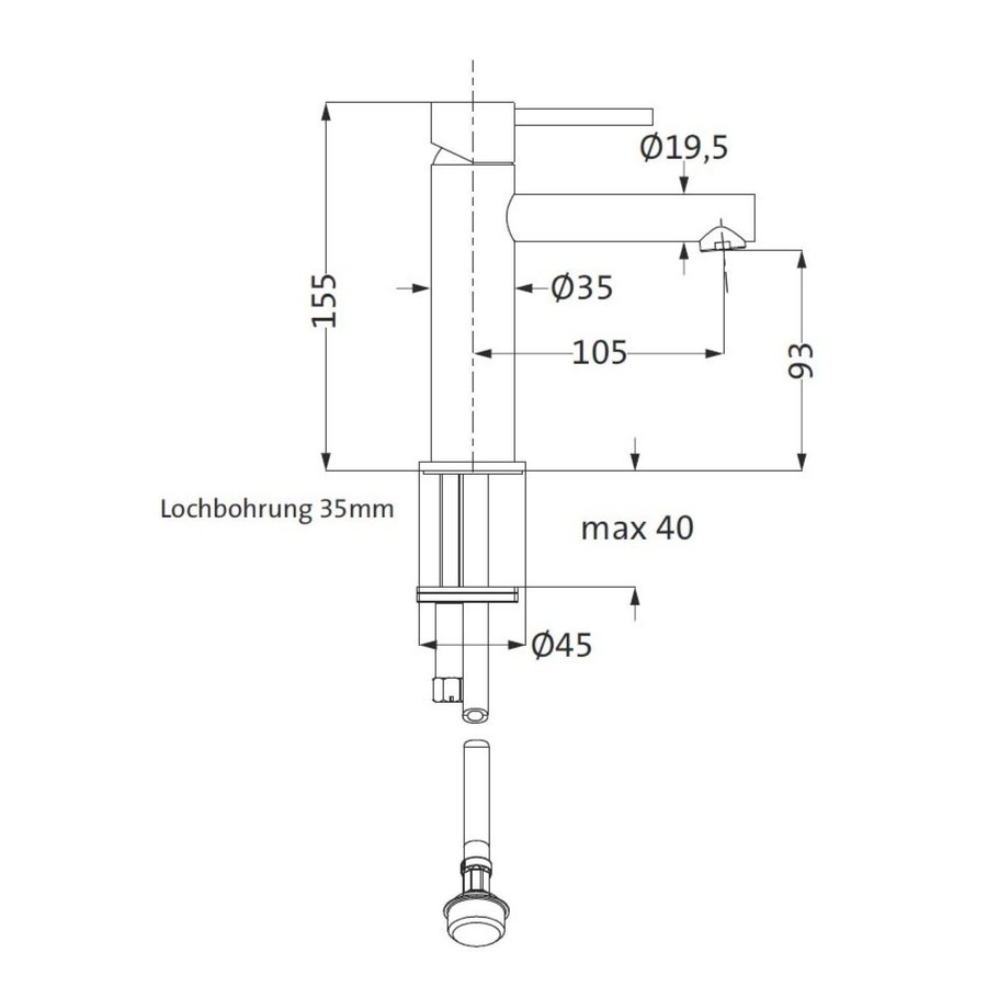 Lage Wastafelmengkraan Herzbach Design IX PVD-Coating Messing Goud