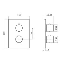 Inbouw Douchekraan 2-Weg Herzbach Design IX Thermostatisch PVD-Coating Messing Goud