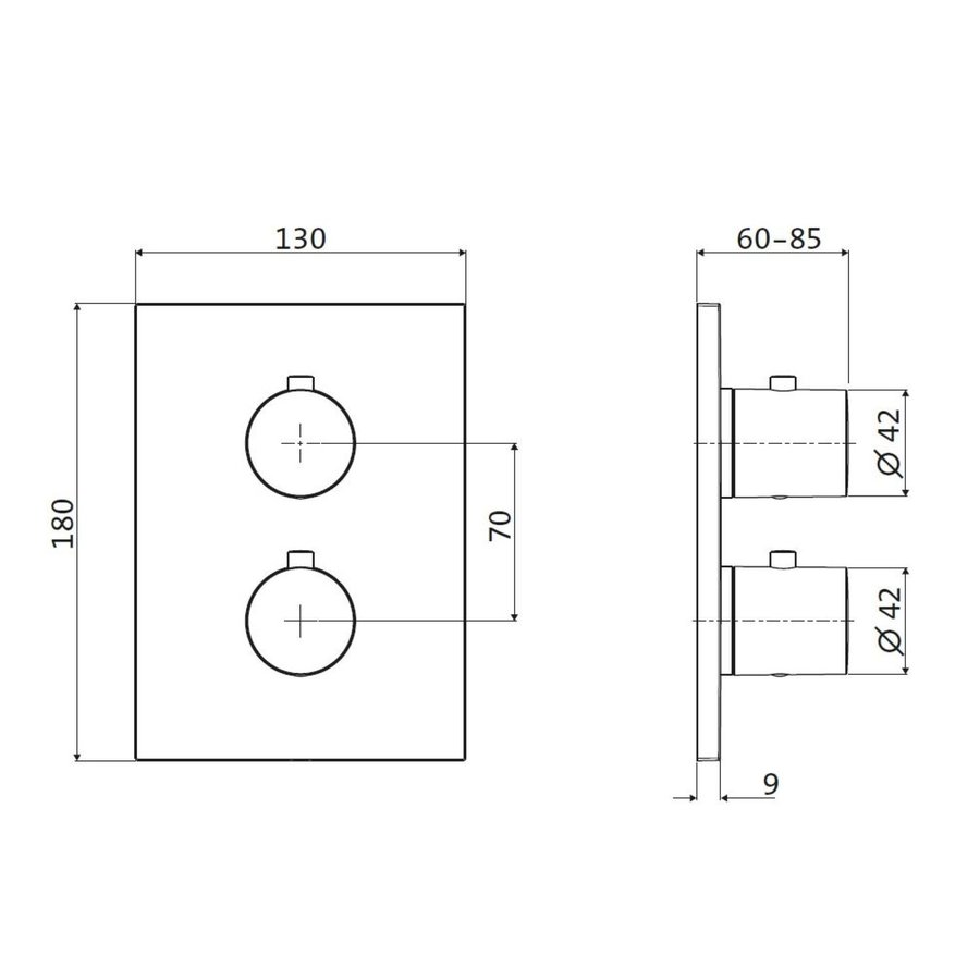 Inbouw Douchekraan 2-Weg Herzbach Design IX Thermostatisch PVD-Coating Messing Goud