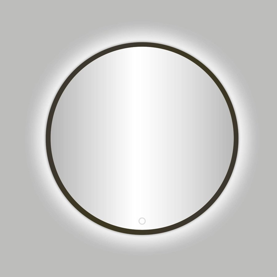 Badkamerspiegel Best Design Venetië Moya LED Verlichting 80x80 cm Rond Gunmetal