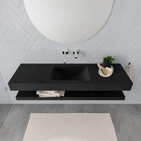 Badkamermeubel AQS Ibiza 150 cm met Planchet Solid Surface Mat Zwart (acht varianten)