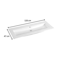 Wastafel Sanilux Classic 120x47x2,5 cm Keramiek Wit Enkel (zonder kraangaten)