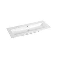 Wastafel Sanilux Classic 120x47x2,5 cm Keramiek Wit Enkel (twee kraangaten)