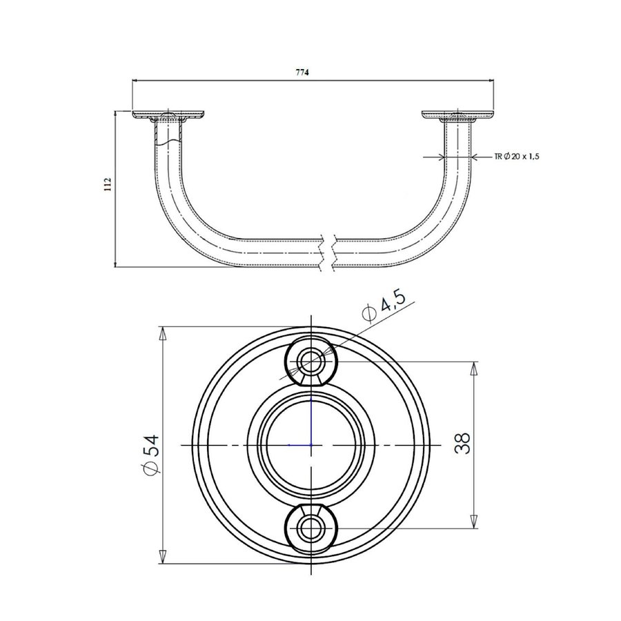 Handdoekhouder Sapho Aqualine 77.4x11.2 cm Wit
