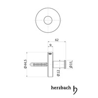 Handdoekhaak Herzbach Design IX PVD-Coating 50 mm Messing Goud