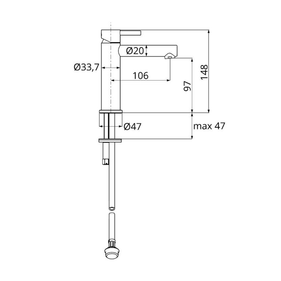 Fonteinkraan Herzbach Design IX 14,8 cm PVD-Coating Messing Goud (zonder waste)