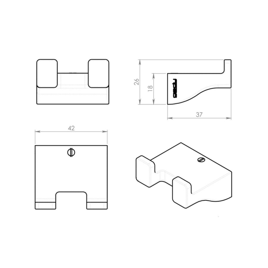 Dubbele Handdoekhaak Sapho Glamour 4.2x2.6 cm Chroom