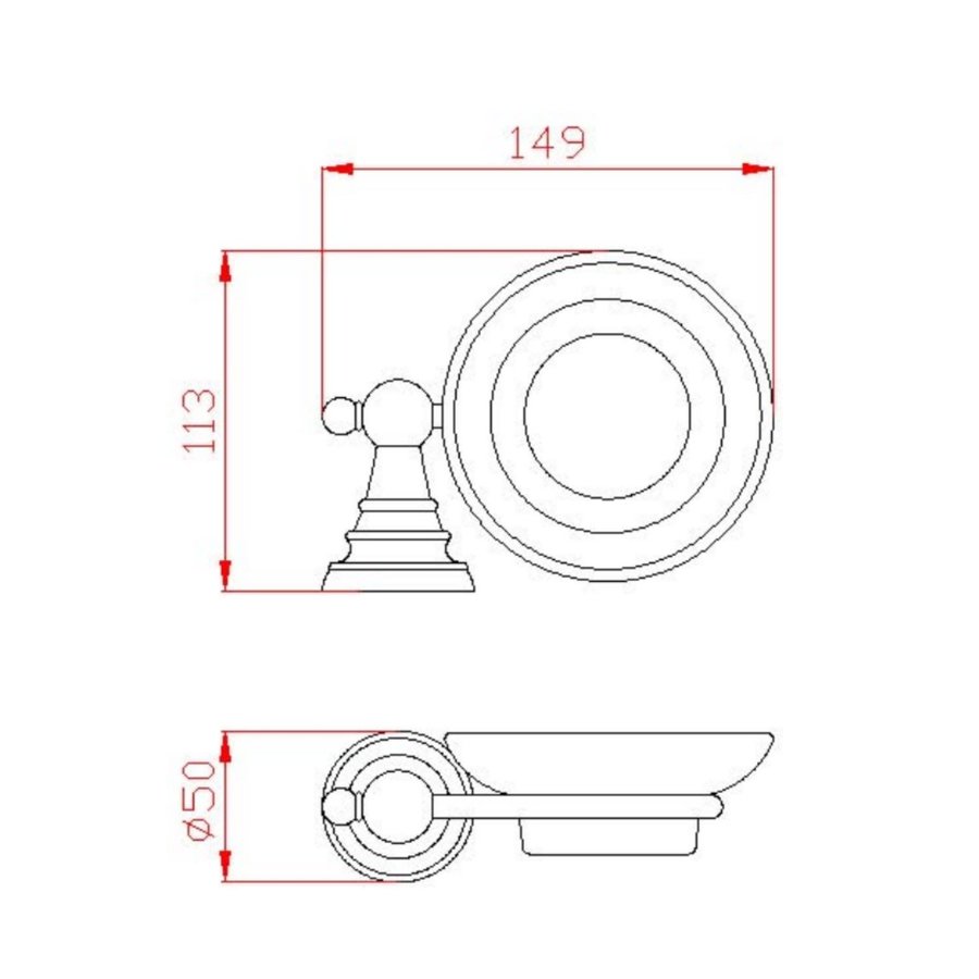 Zeephouder Sapho Diamond Hangend 14.9x5 cm Chroom / Glas