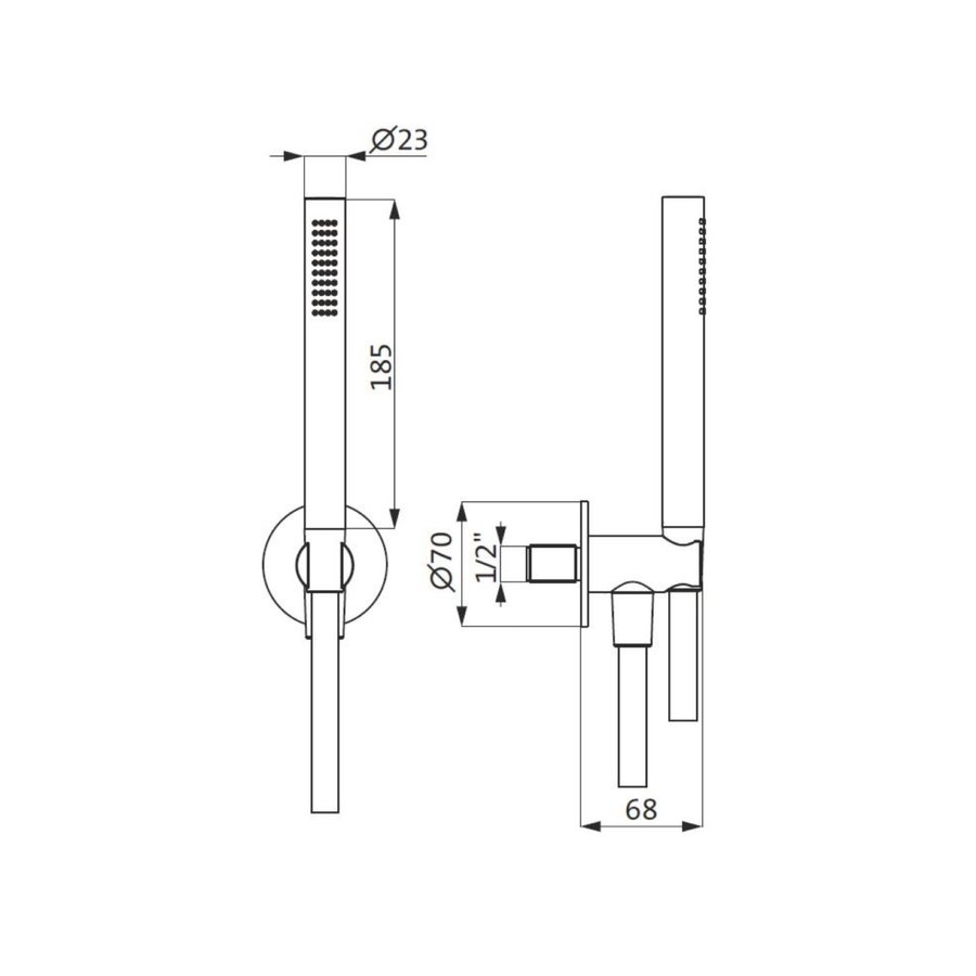 Badset Herzbach Living Spa PVD-Coating Wandbevestiging met Rond Rozet 160 cm Zwart