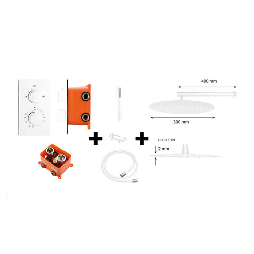 Regendoucheset Best Design White Rond Thermostatische Inbouwset Mat Wit 