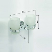 Dubbele Bekerhouder Sapho X-Round Hangend met Zeephouder Chroom / Melkglas