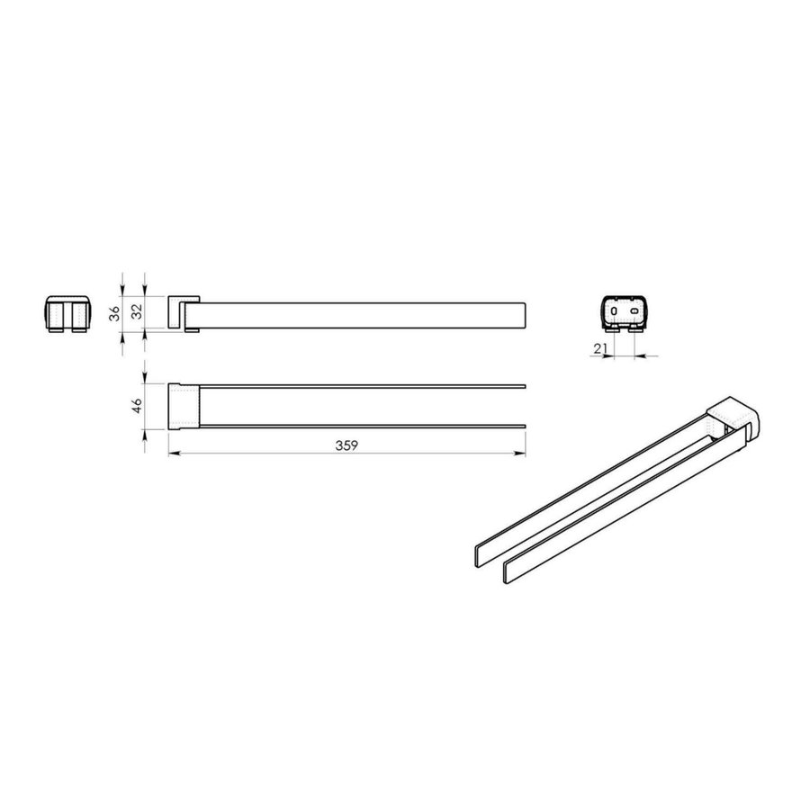 Dubbele Handdoekhouder Sapho Pirenei Draaibaar 35.9 cm Chroom