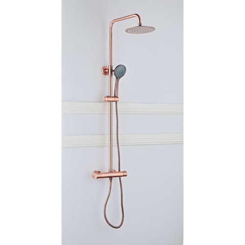 Opbouw Regendouche Set Boss & Wessing Copper 20 cm met Handdouche Geborsteld Koper 