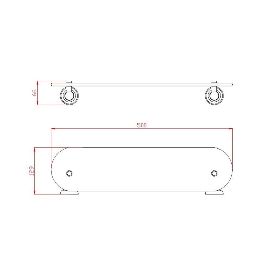 Glazen Planchet Sapho Diamond 50x6.6 cm Ovaal Chroom