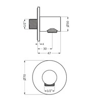 Wandaansluiting Herzbach Living Spa PVD-Coating Rond met 1/2'' Doucheslang Aansluiting Messing Goud