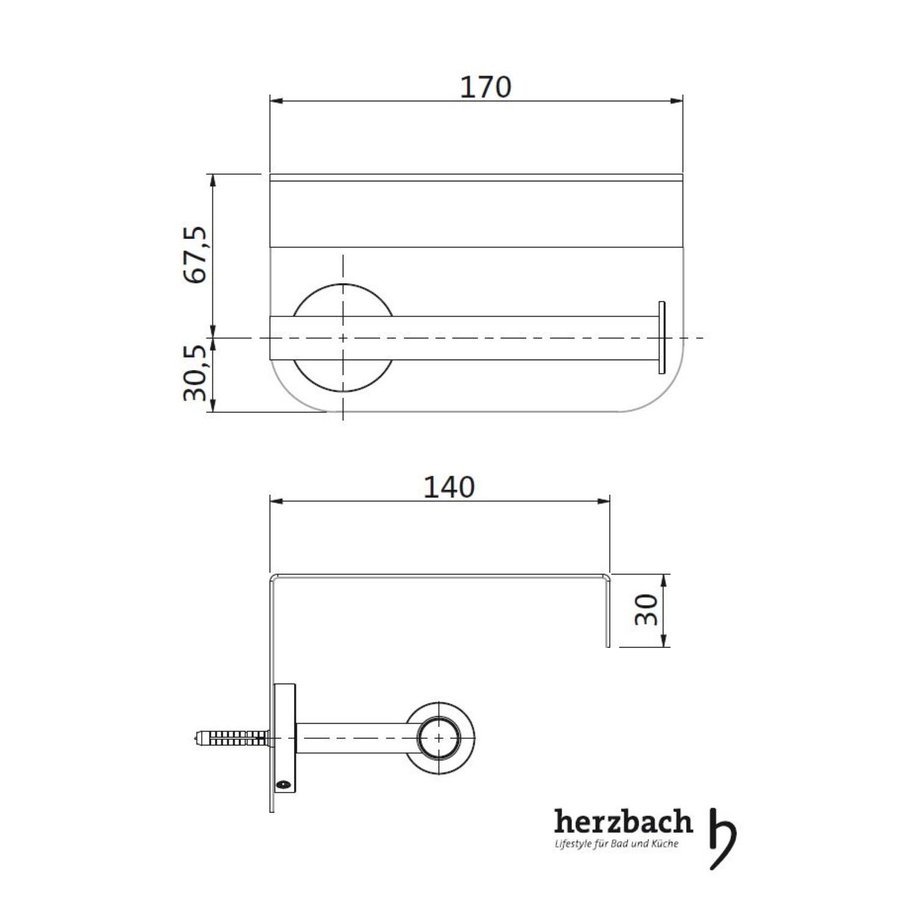 Toiletrolhouder met Deksel Herzbach Living Spa Rond Design Mat Geborsteld RVS