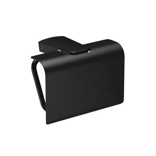 Toiletrolhouder Sapho Zen Black 13.6x9.9 cm met Klep Zwart 