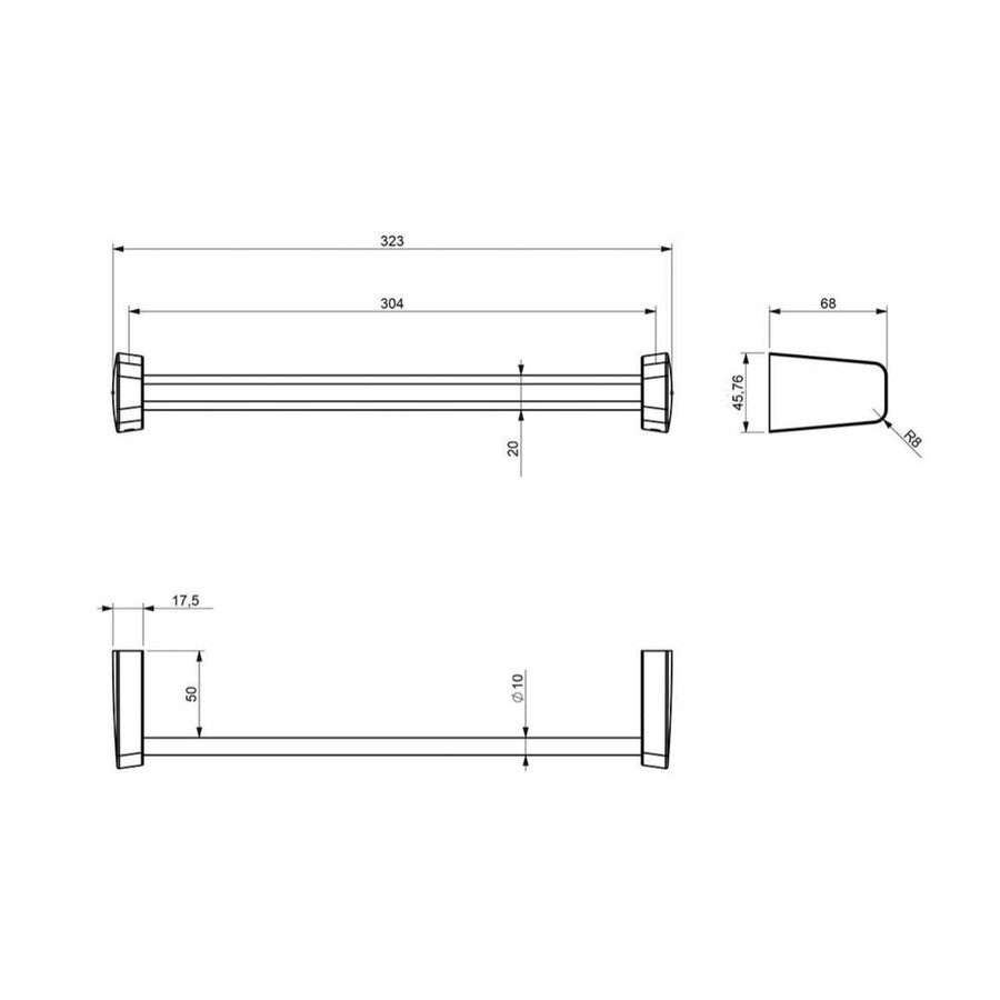 Handdoekhouder Sapho Zen Black Hangend 32.2 cm Zwart