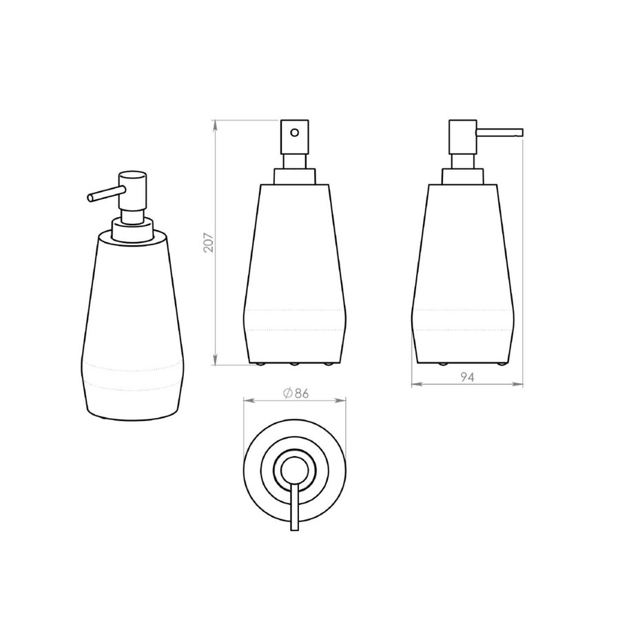 Zeepdispenser Sapho Gemini Vrijstaand 400 ML Polyresin Grijs