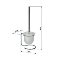 Toiletborstelhouder Sapho X-Round Vrijstaand 36x14x11 cm Chroom / Melkglas