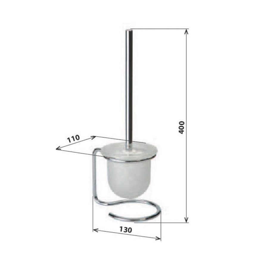 Toiletborstelhouder Sapho X-Round Vrijstaand 36x14x11 cm Chroom / Melkglas