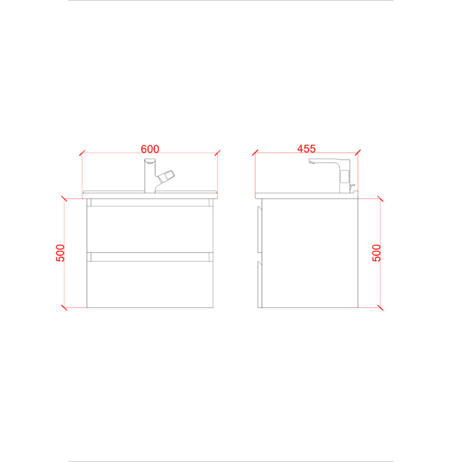 Badkamermeubelset Creavit Sally 60 cm Twee Soft-Close Lades Mat Antraciet