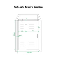 Douchecabine Wiesbaden met Draaideur en Zijwand 90 cm 8mm Nano Coating Chroom (vijf verschillende maten)