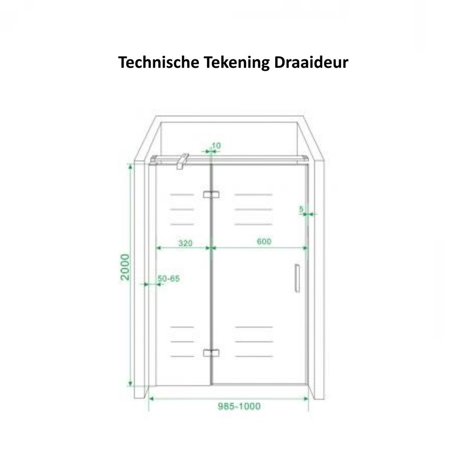 Douchecabine Wiesbaden met Draaideur en Zijwand 100 cm 8mm Nano Coating Chroom (vijf verschillende maten)