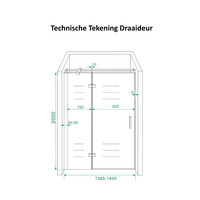 Douchecabine Wiesbaden met Draaideur en Zijwand 140 cm 8mm Nano Coating Chroom (vijf verschillende maten)