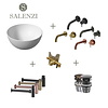 Salenzi Salenzi Waskomset Unica Round 40x20 cm Glans Wit (Keuze uit 4 Kleuren Kranen)