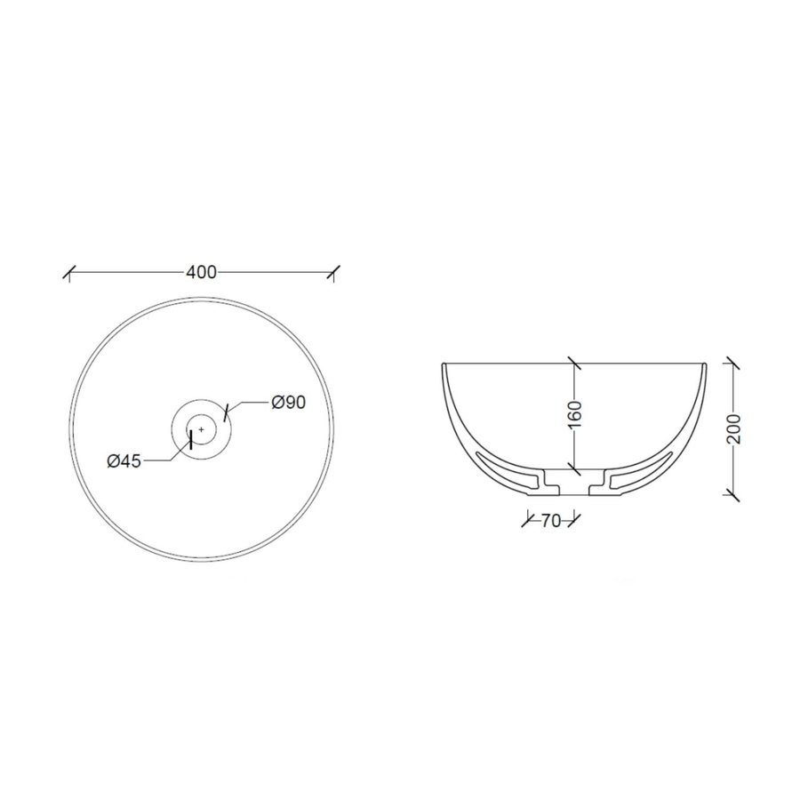 Salenzi Waskomset Hide Circle 40x12 cm Mat Wit (Keuze Uit 4 Kleuren Kranen)