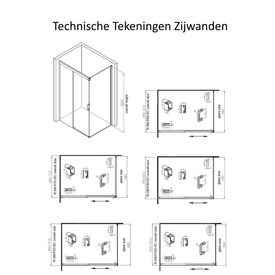 Douchecabine Aqua Splash Cuadro 120 cm Soft-Close Anti-Kalk Coating Chroom (zes varianten)