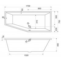 Ligbad Dore 170X75X48 Cm Mat Zwart