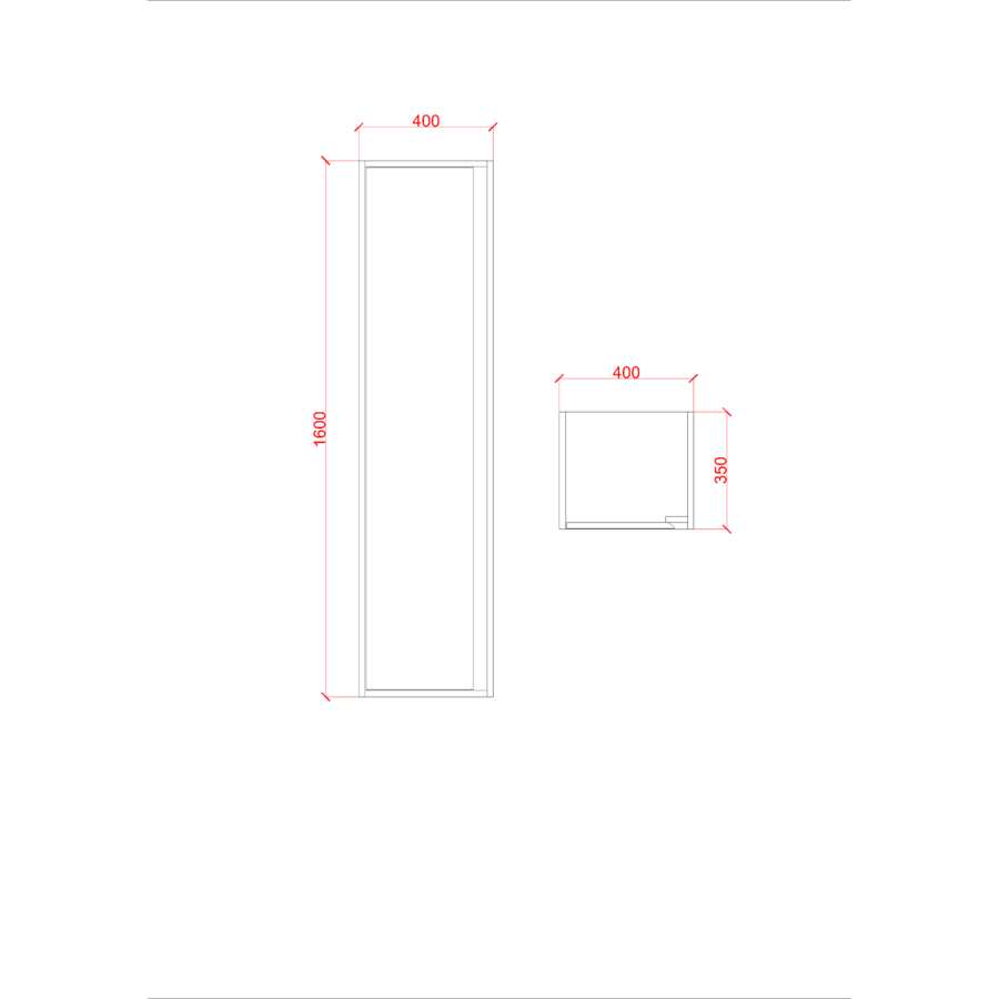Kolomkast Creavit Sally 160x40x35 cm Greeploos Hoogglans Antraciet