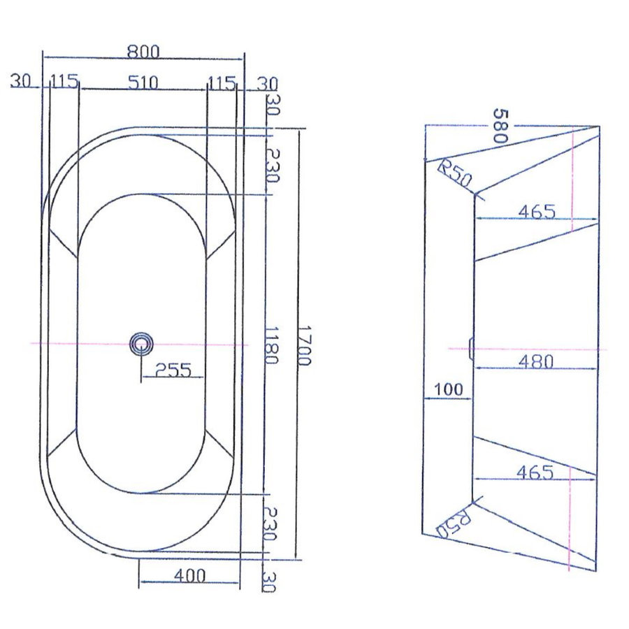 Ligbad NJOY Thalia 170x80 cm Acryl Mat Wit inclusief Afvoer en Badpotenset