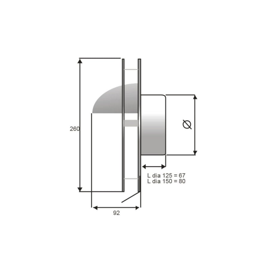 Overdruk Ventilatierooster Kappa 15 cm Geborsteld RVS