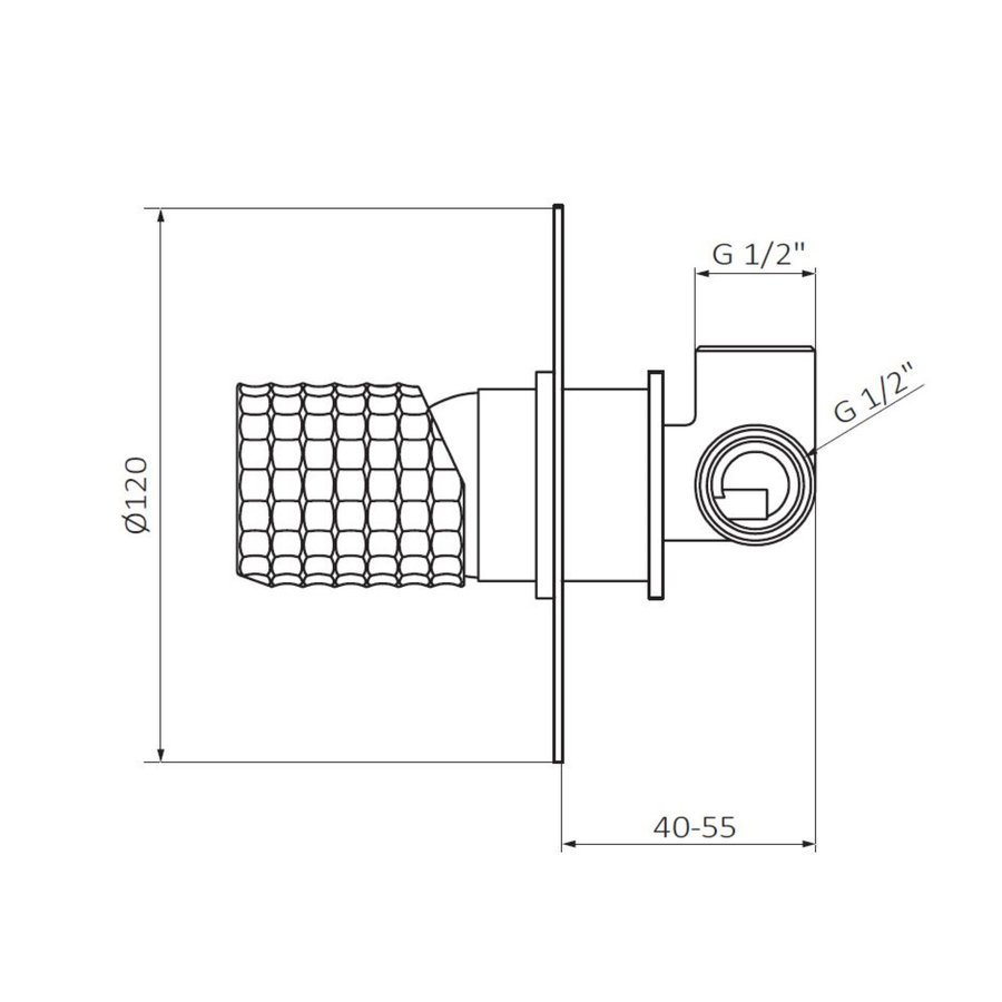 Inbouw Douchekraan GRB Aura ⌀12 cm Chromen Knop Messing Zwart