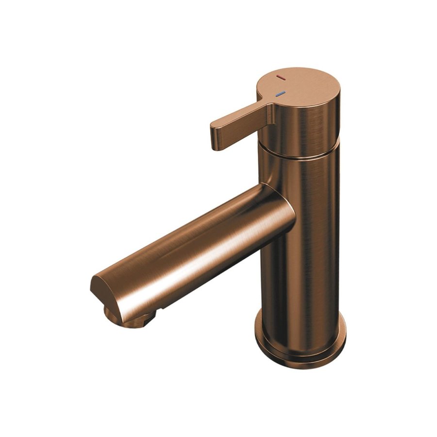 Wastafelmengkraan Brauer Copper Edition Coldstart Opbouw Laag Halfronde Hendel Geborsteld Koper PVD