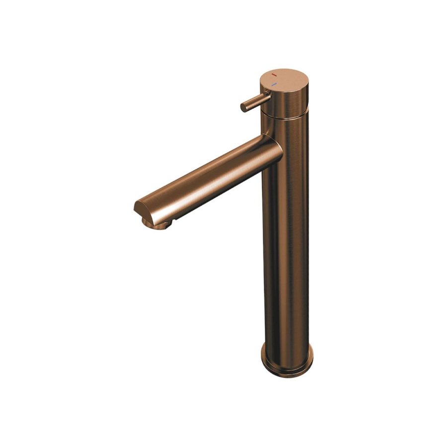 Wastafelmengkraan Brauer Copper Edition Coldstart Opbouw Hoog Korte Ronde Hendel Geborsteld Koper PVD