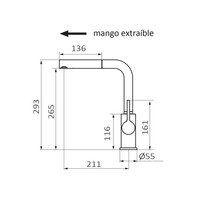 Keukenkraan GRB Kitchen 29,3 cm met Uittrekbare Handdouche Messing Chroom