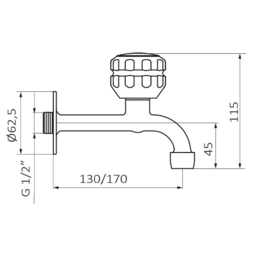 Inbouw Keukenkraan GRB Kitchen 13 cm Koudwaterkraan Messing Chroom