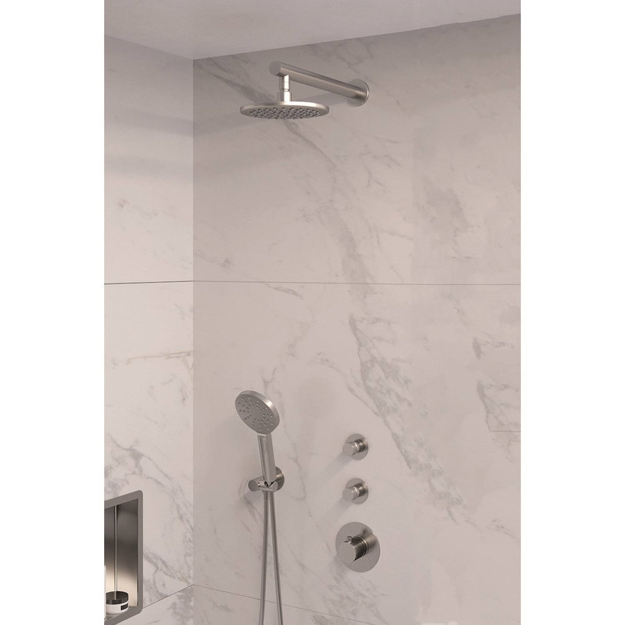 Thermostatisch Inbouwdoucheset Brauer Brushed 20cm Hoofddouche Wandarm 3 Standen Handdouche Geborsteld Nikkel