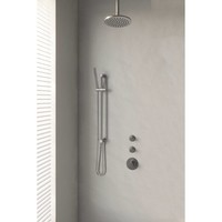 Thermostatisch Inbouwdoucheset Brauer Brushed 20cm Hoofddouche Plafondarm Staafhanddouche op Glijstang Geborsteld Nikkel