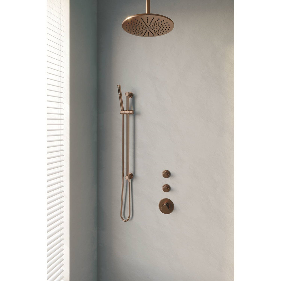 Thermostatisch Inbouwdoucheset Brauer Copper 30cm Hoofddouche Plafondarm Staafhanddouche op Glijstang Koper