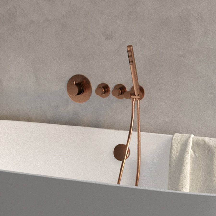 Inbouwthermostaatset Brauer Copper Incl Staafhanddouche En Badafvoer Koper